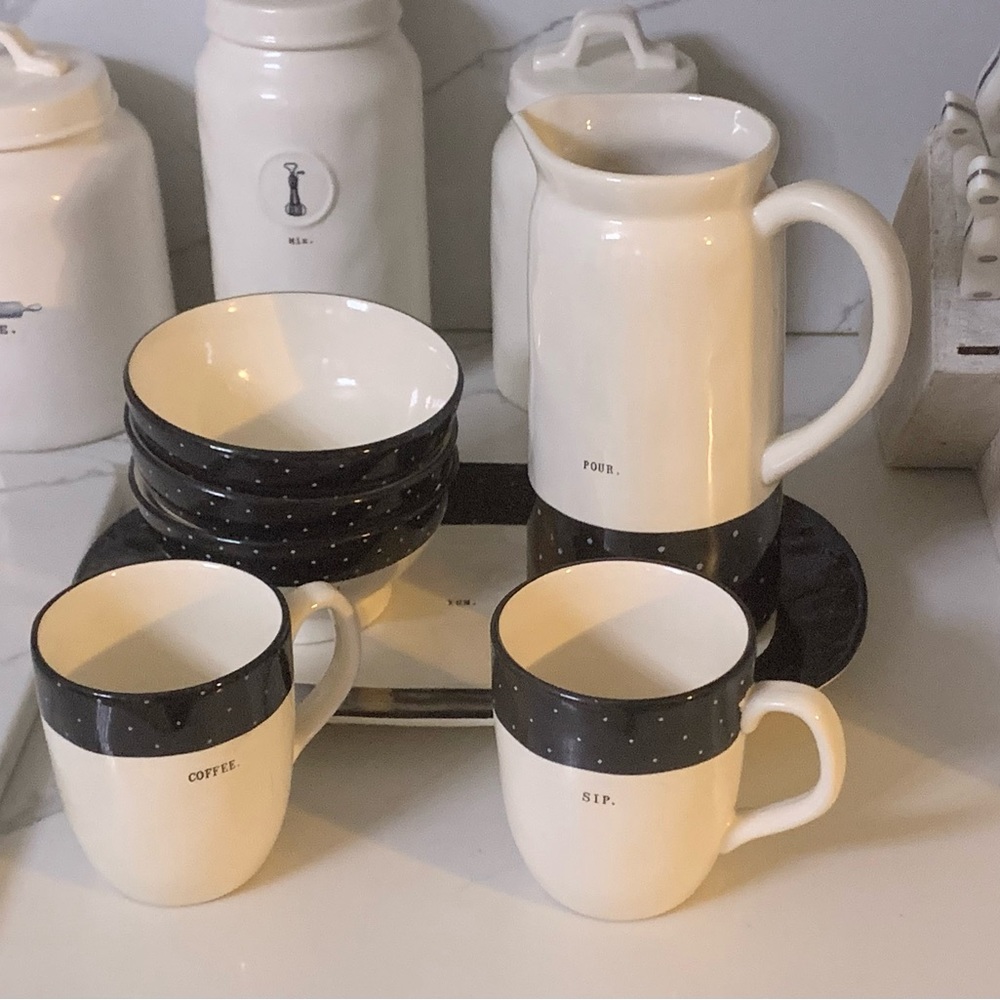 —SOLD—Rae Dunn polka dot set, Artisan collection